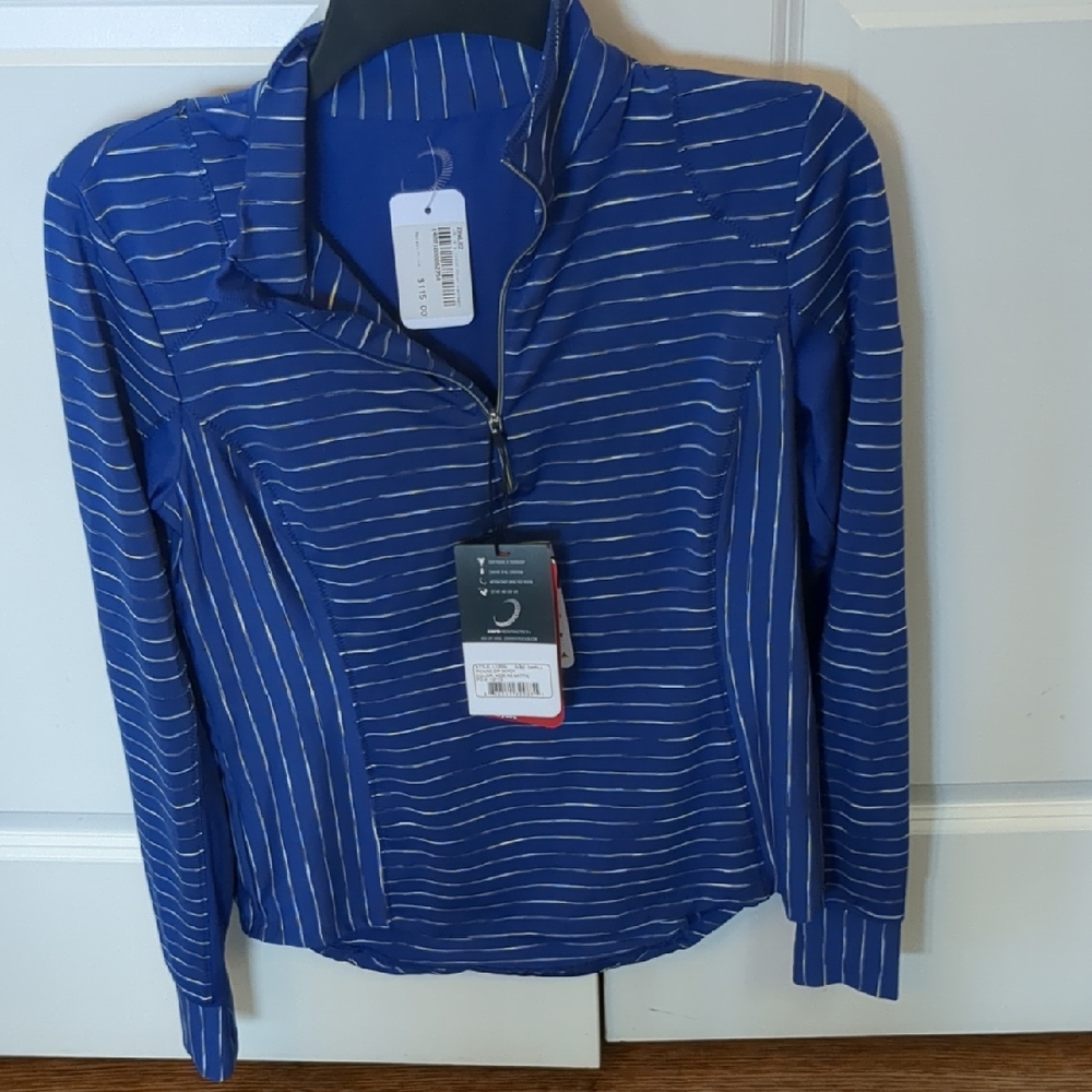 Zero Restriction Renae Zip Mick Blue and White Striped Jacket